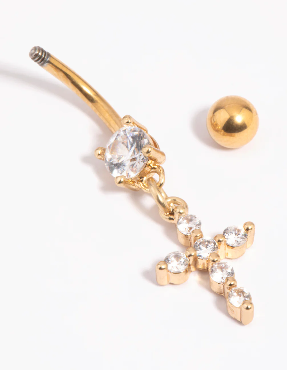 Gold Plated Surgical Steel Cross Belly Bar