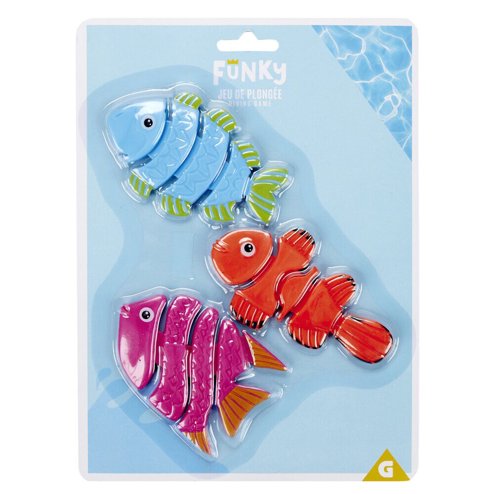 Jeu de plongée lesté poisson plastique 6,5x11cm (3 pièces)