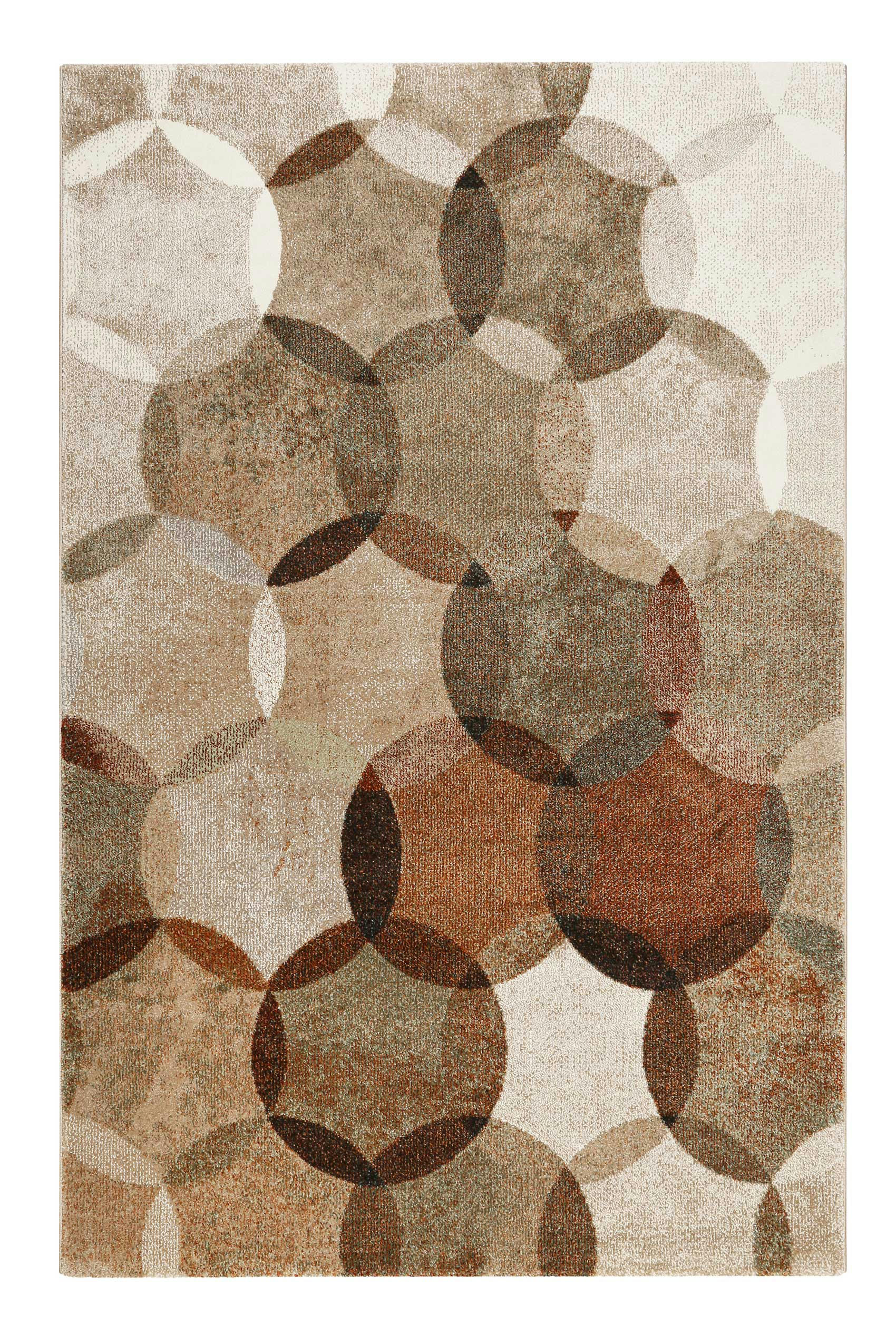 MODERNINA - Tapis contemporain motifs cercles bruns 200x290