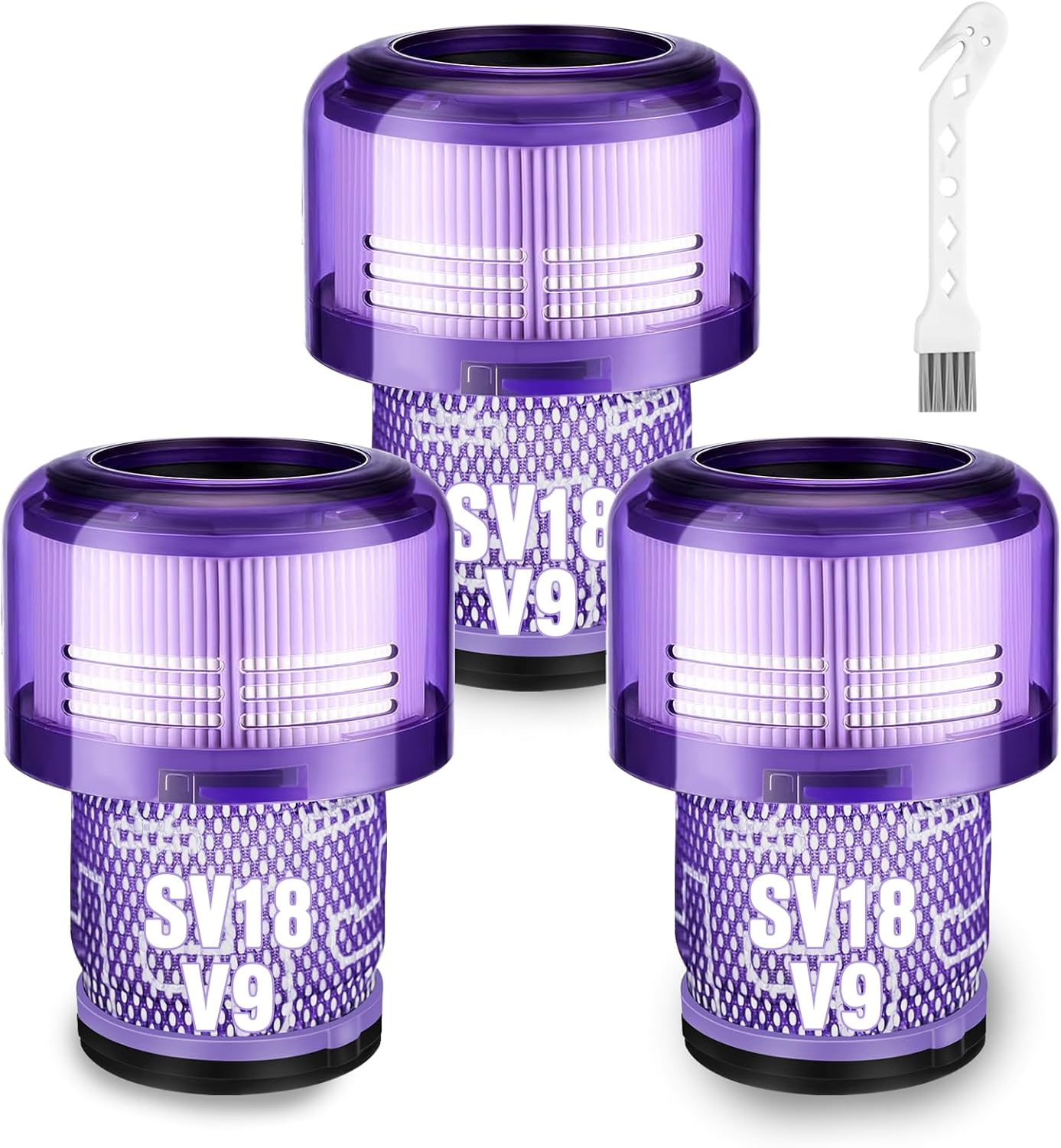 3 Pack V9 SV18 Vacuum Filter Replacement for Dyson V9 Motorbar Cordless Vacuum, for Dyson SV18 Digital Slim Fluffy Extra Pro Cordless Vacuum, Part No. 970612-01