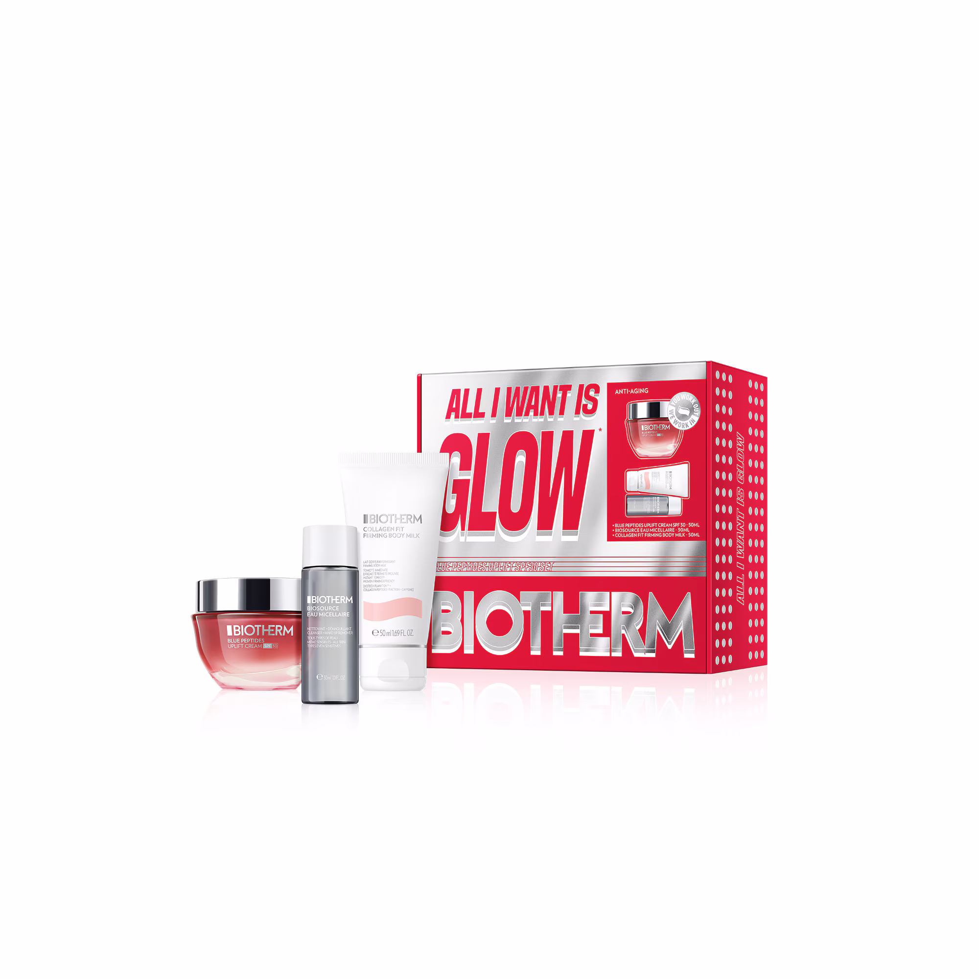 BLUE PEPTIDESCoffret - crème de jour anti-âge + eau micellaire + lait corps raffermissant