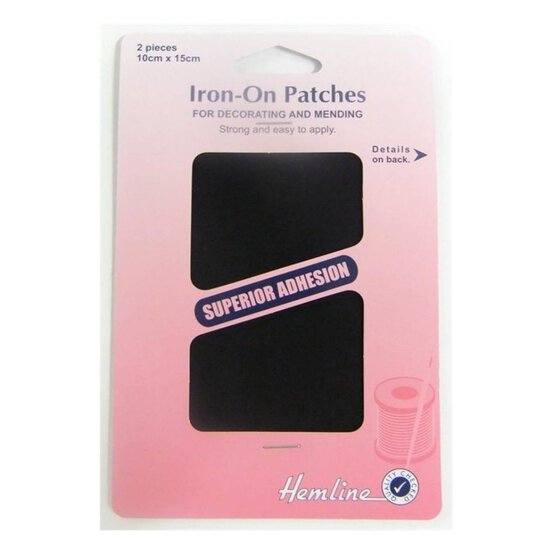 Hemline Black Iron On Patches 2 Pack