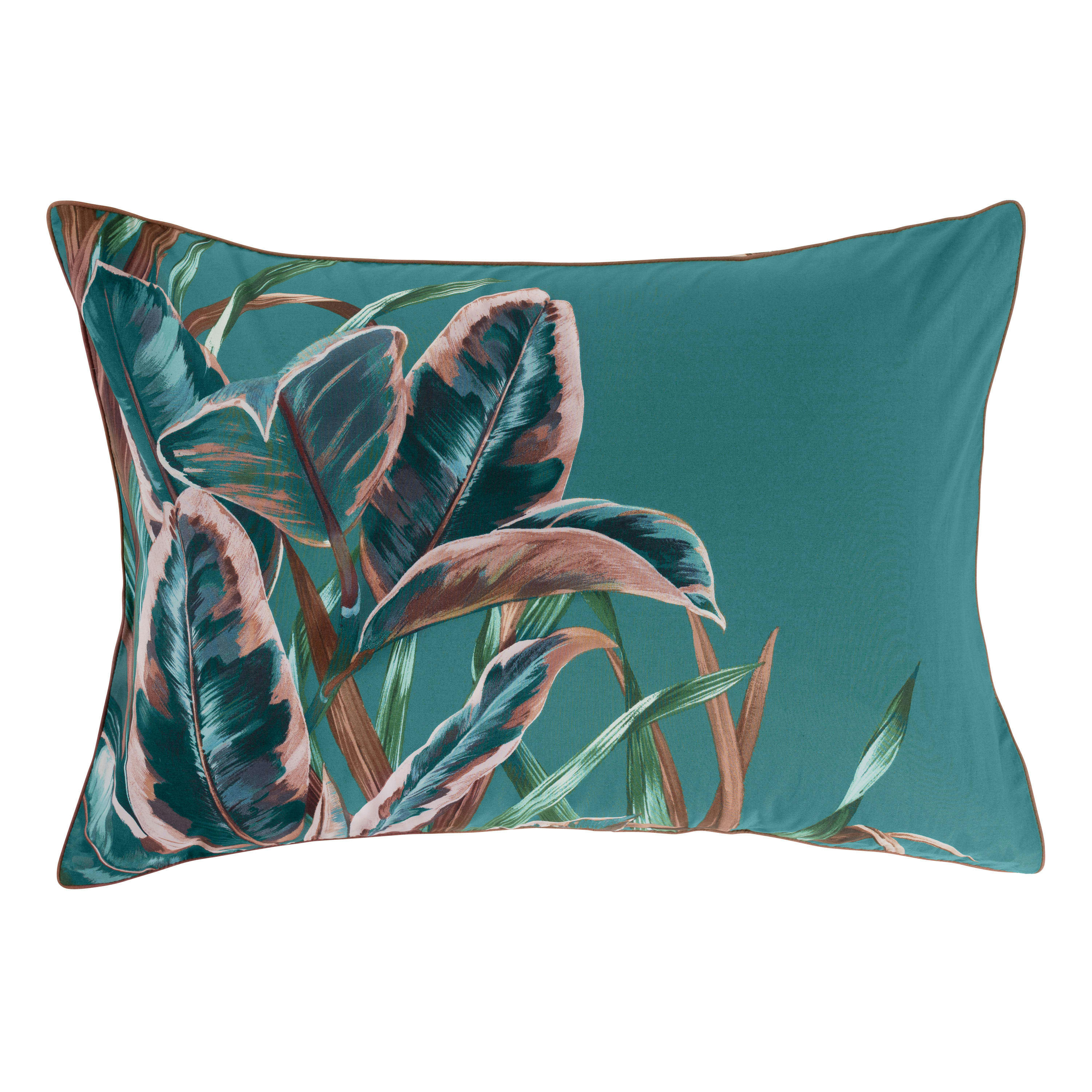 CALATHEA - Taie d'oreiller rectangulaire réversible percale de coton  vert 50x70