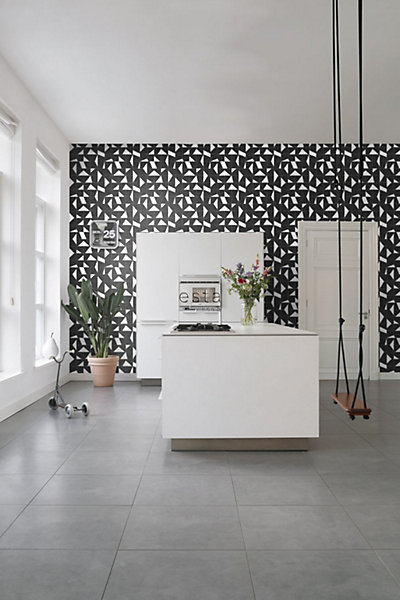 ESTAhome papier peint carreaux de ciment noir et blanc 53 cm x 10.05 m