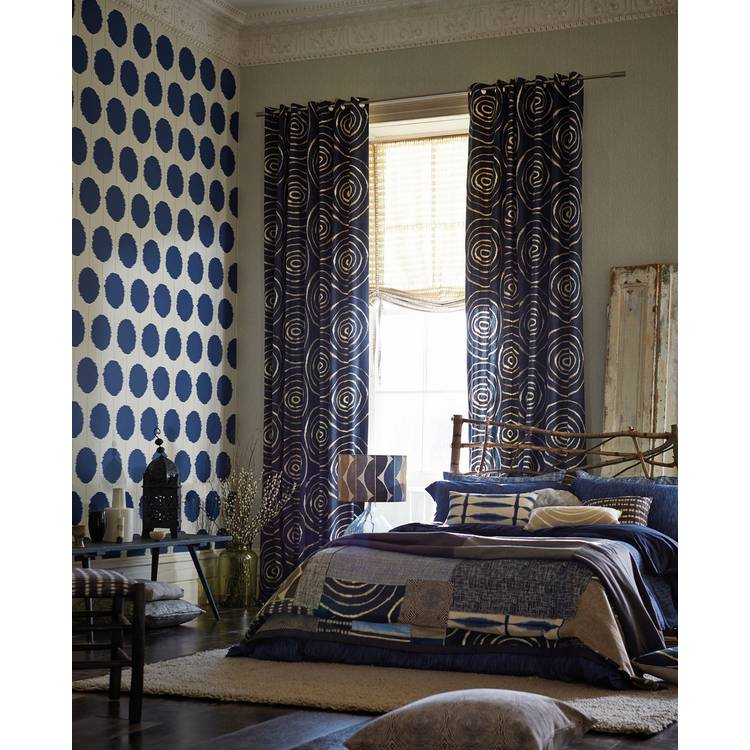 Scion Kimi Slate Ink Blue Wallpaper