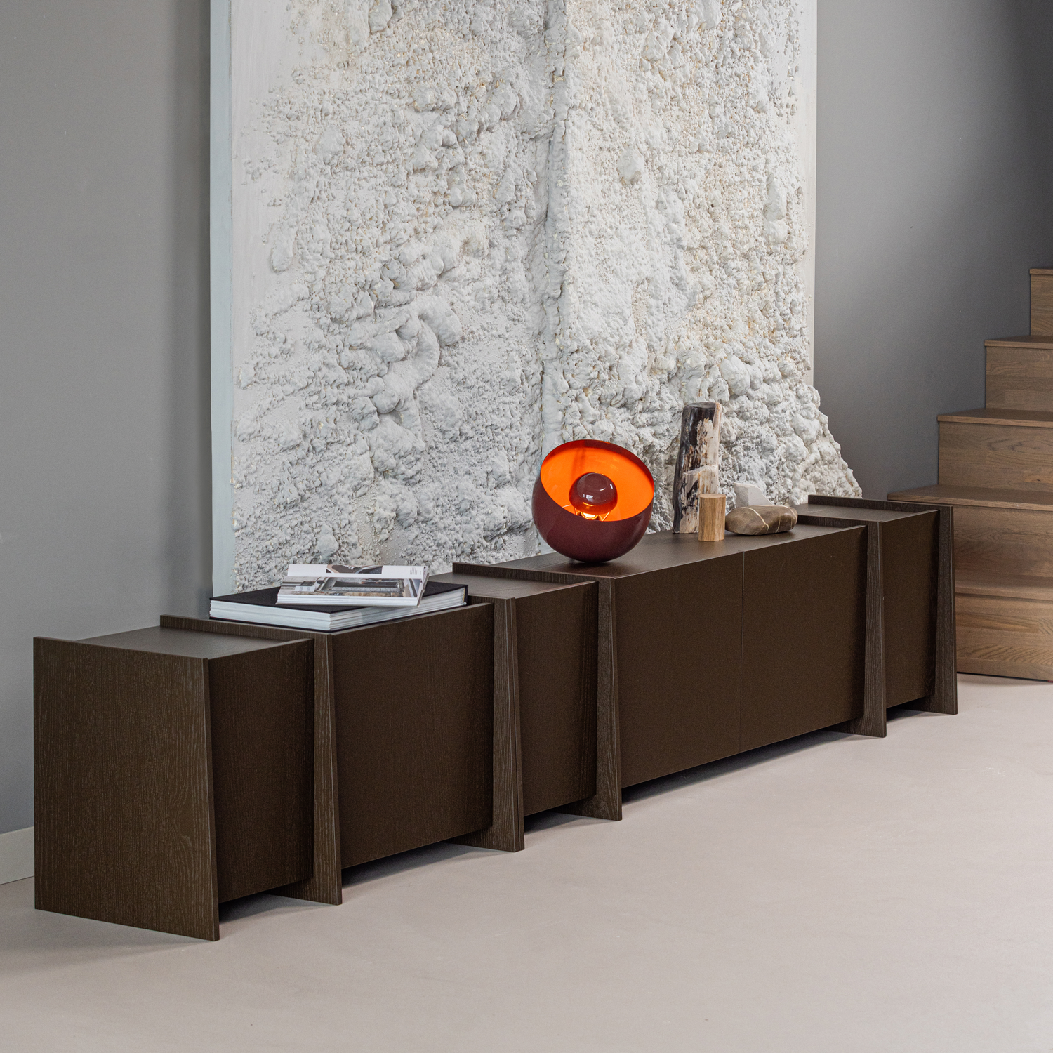 WOOOD Brock Tv Meubel 200 CM - Essen Fineer - Middenbruin - 53x200x44