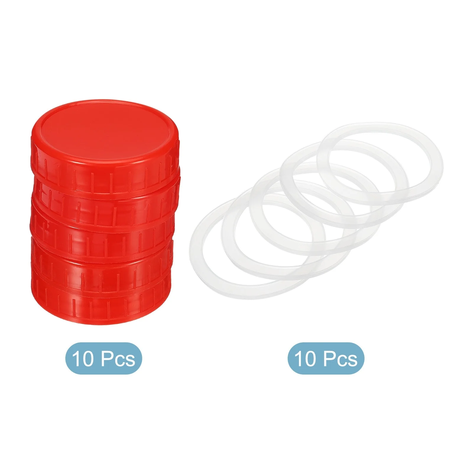 70mm Mouth Plastic Mason Jar Lids, 10Pcs Canning Caps w Sealing Ring