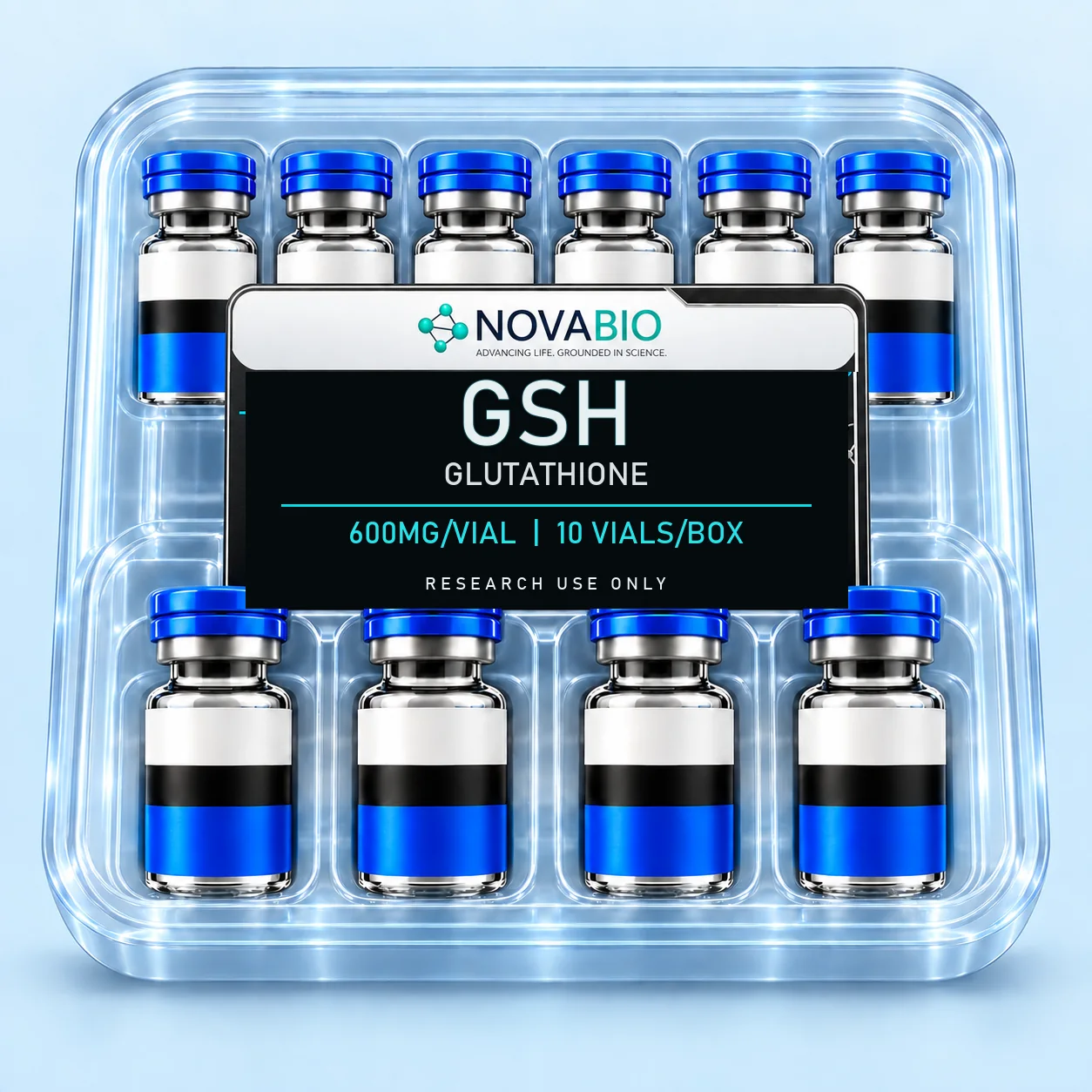 NOVABIO Glutathione (GSH) 600MG per vial, 10 VIALS research product