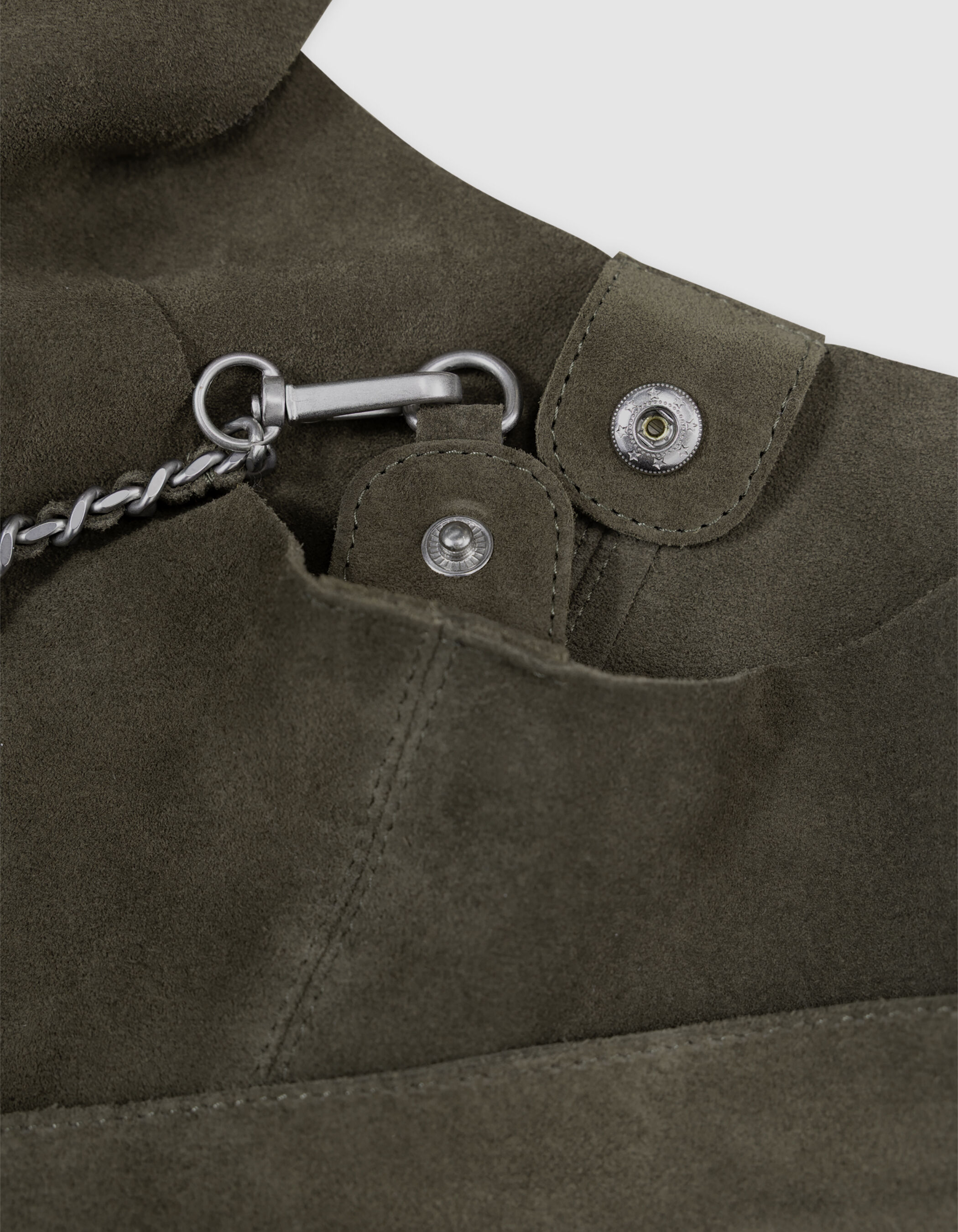 Sac Hobo kaki cuir velours