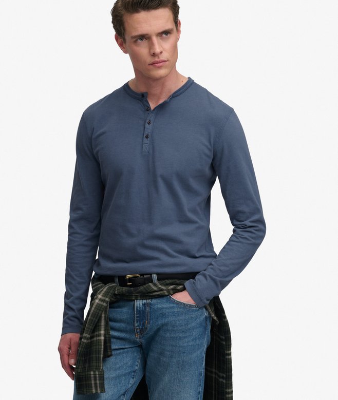 Slub Long Sleeve Jersey Henley Top