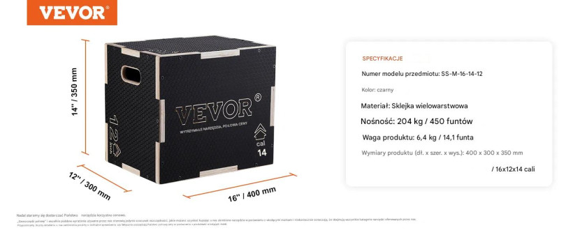 Skrzynia crossfit plyometryczna JUMP BOX 3w1 30 x 35 x 40 cm