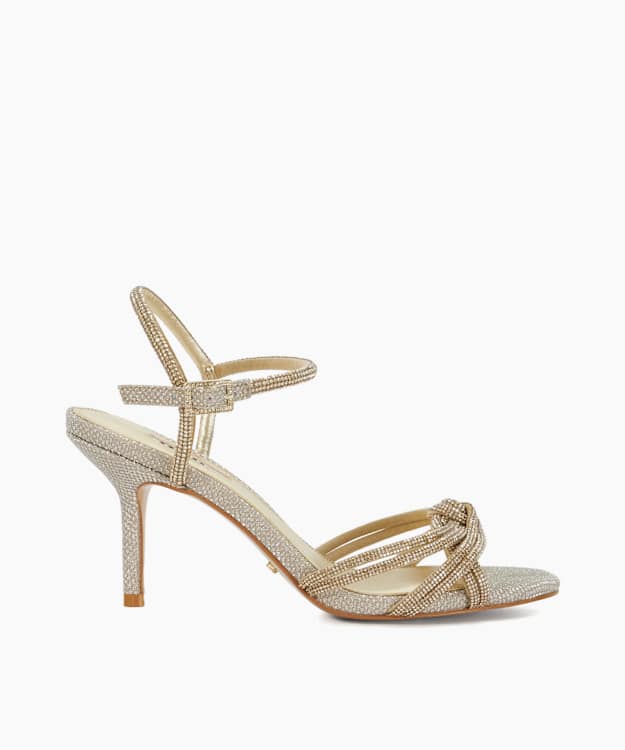 Marvelous Gold - Diamante Detail Heeled Sandal