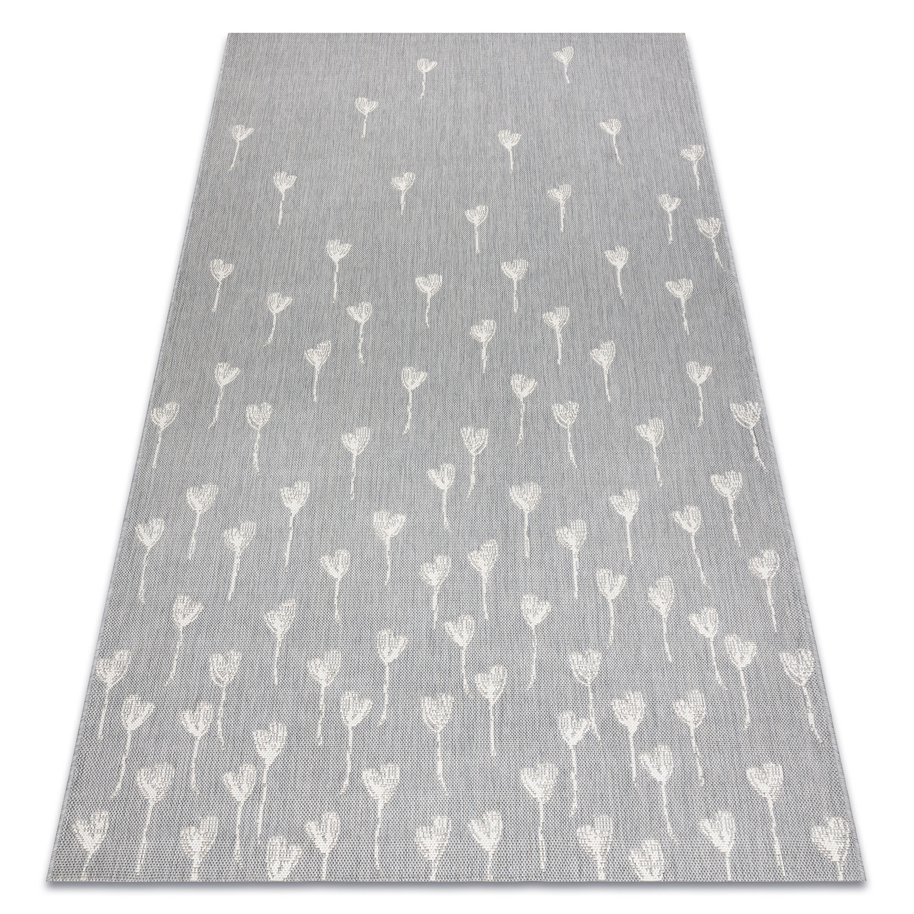 Dywan SZNURKOWY SIZAL FLAT 48779/637 Kwiatuszki szary krem80x150 cm