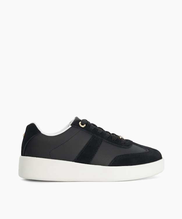 Ensemble Black - Leather-Suede Platform Sneakers