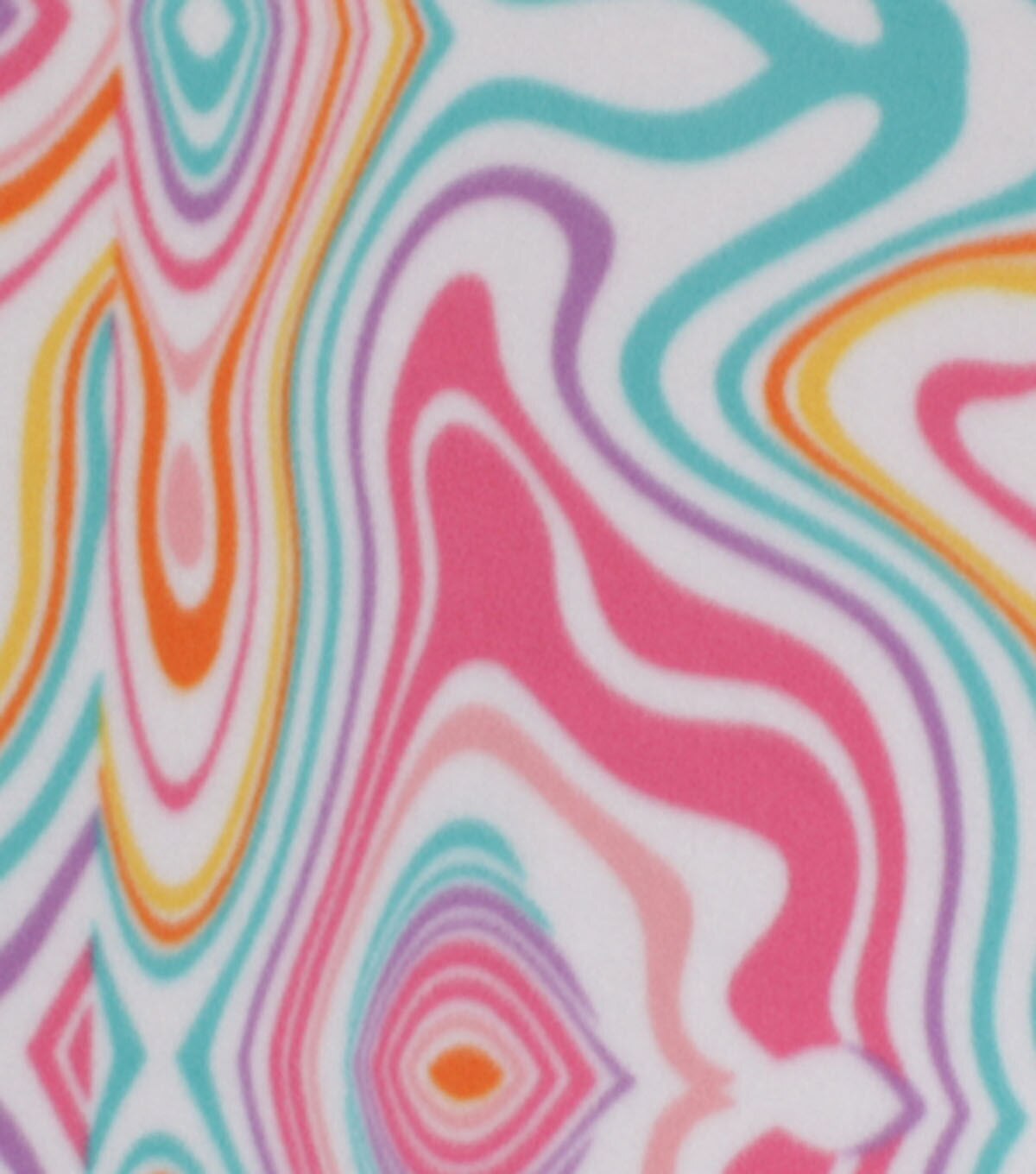 Rainbow Squiggles on White Blizzard Fleece Fabric
