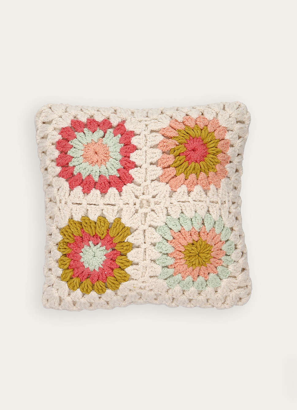 COUSSIN EN TRICOT EN FORME DE FLEUR MULTICOLORE