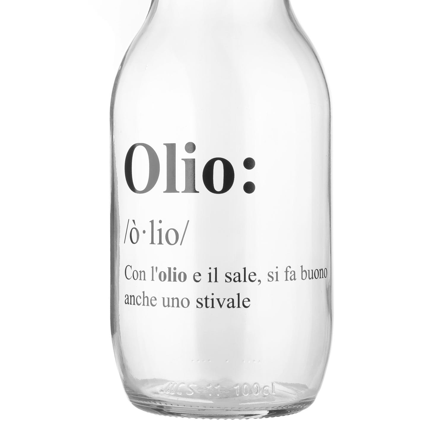 Oliera in vetro 1 L con scritta