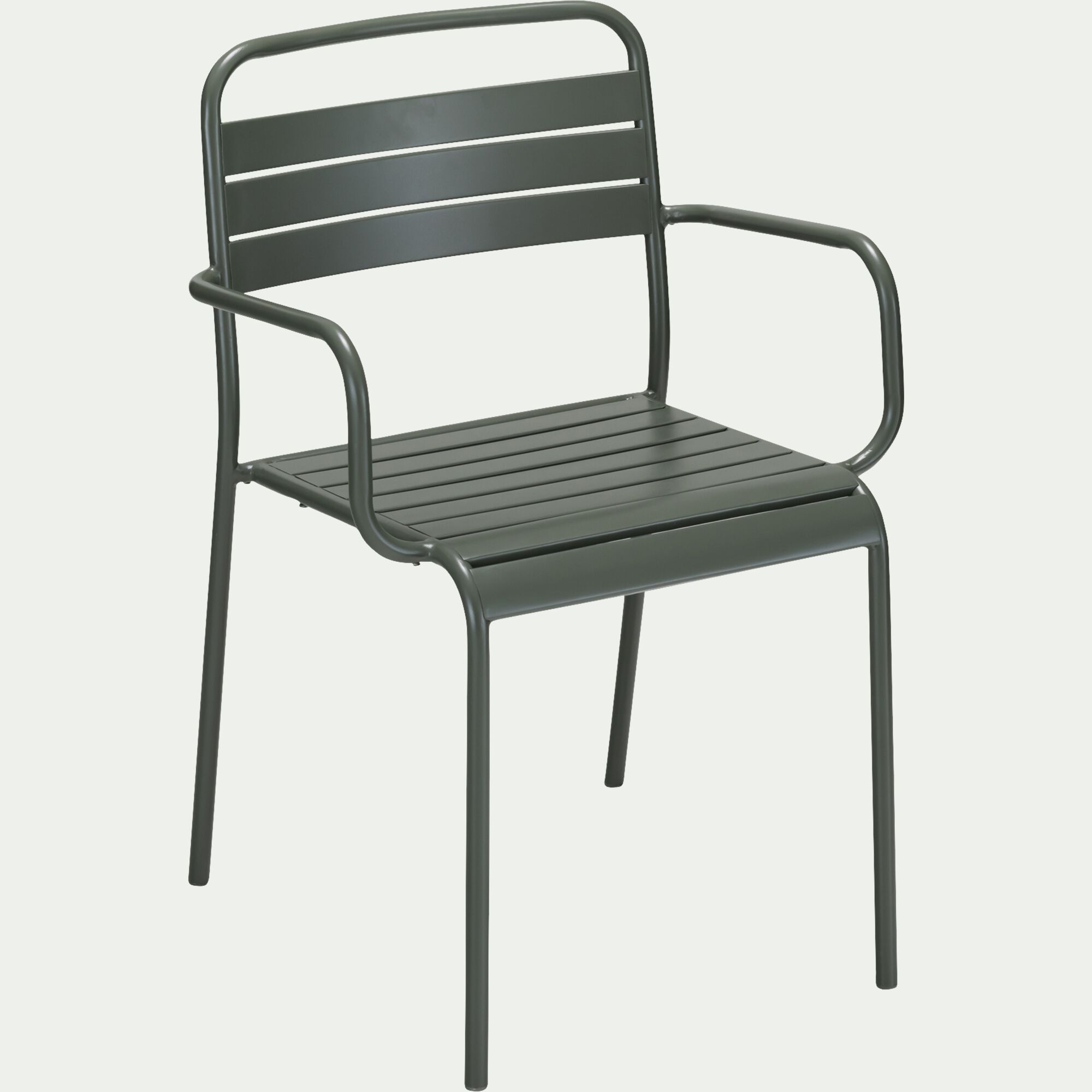 SOURIS - Chaise de jardin avec accoudoirs en acier - vert cèdre