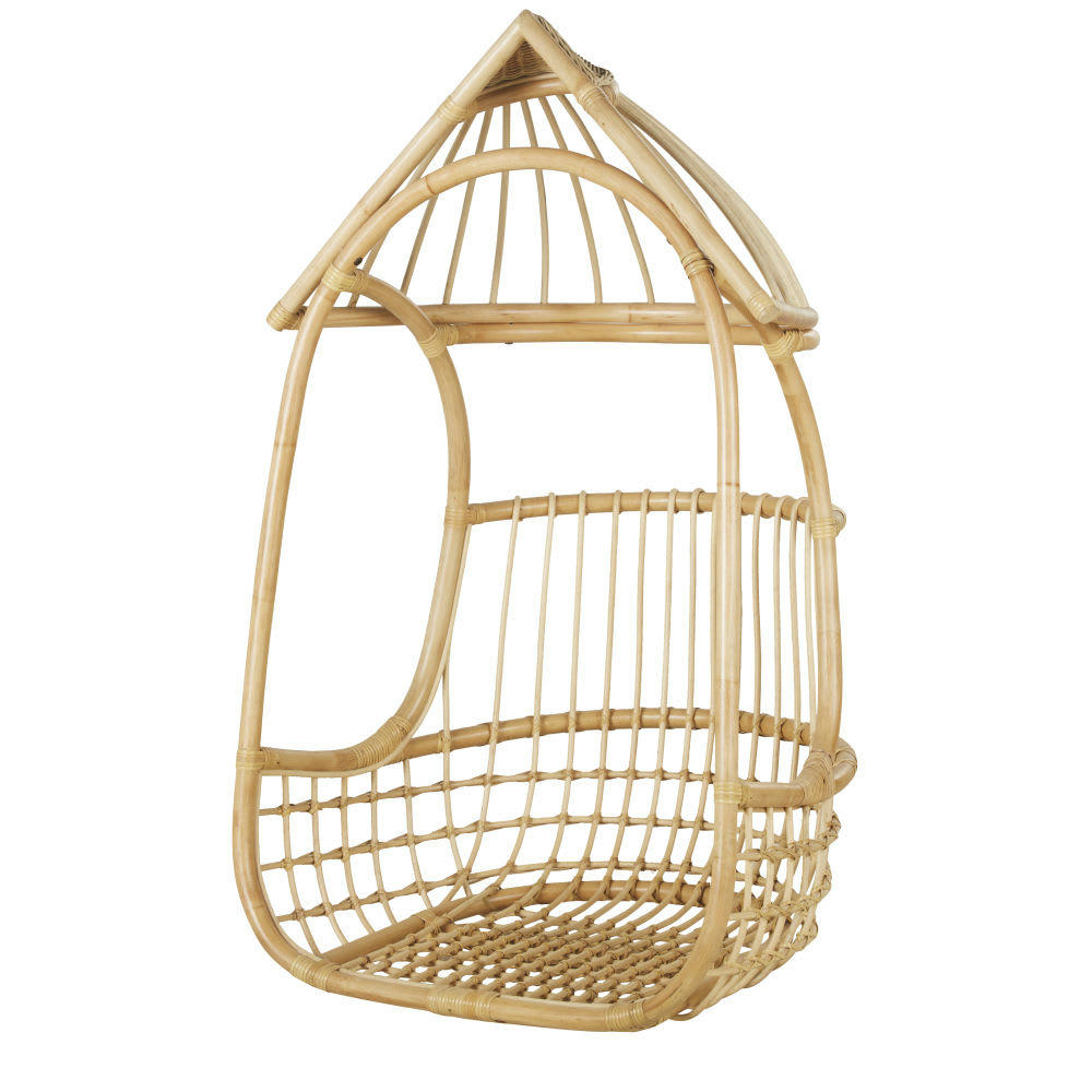Chamarel - Fauteuil suspendu enfant en rotin et métal beige