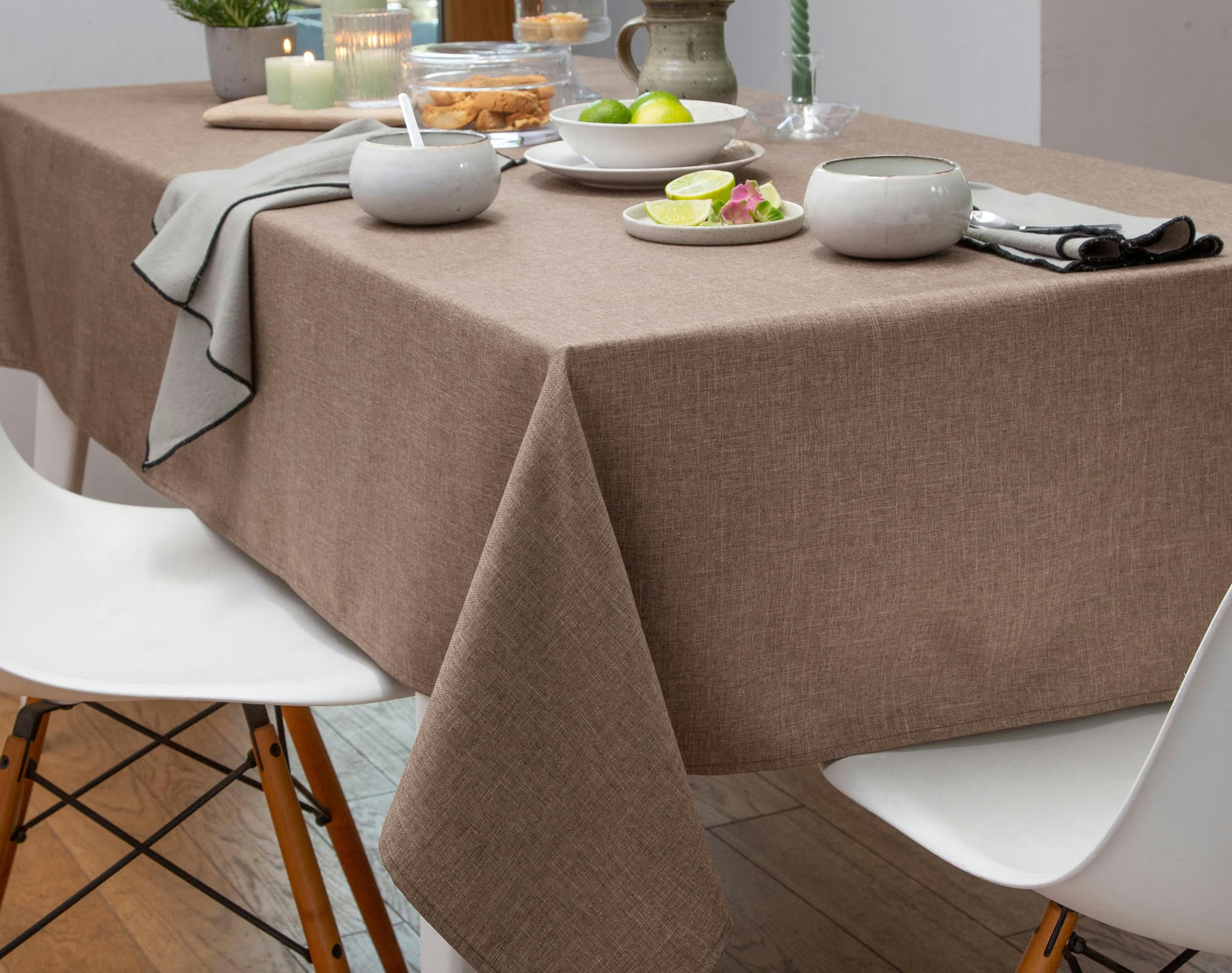 BROMENAP - Nappe ronde 180x180 marron en polyester