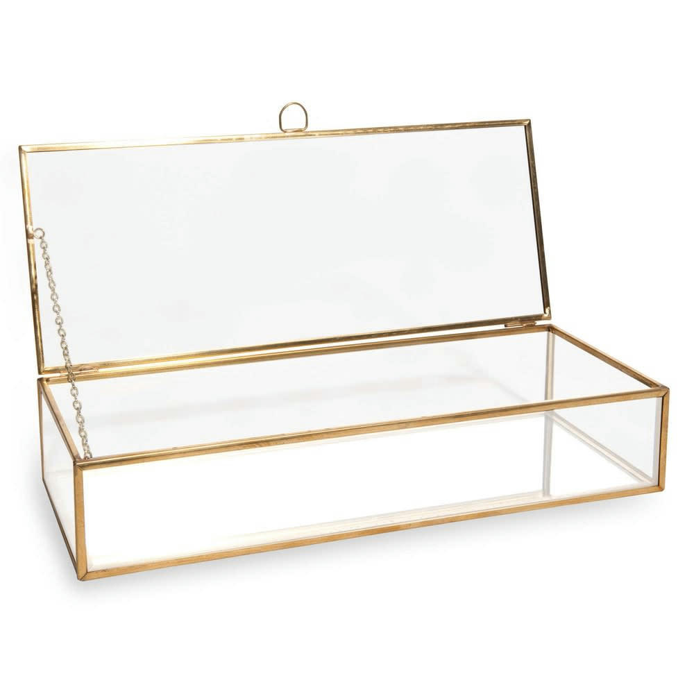 Dianne - Boîte à bijoux en verre et métal doré
