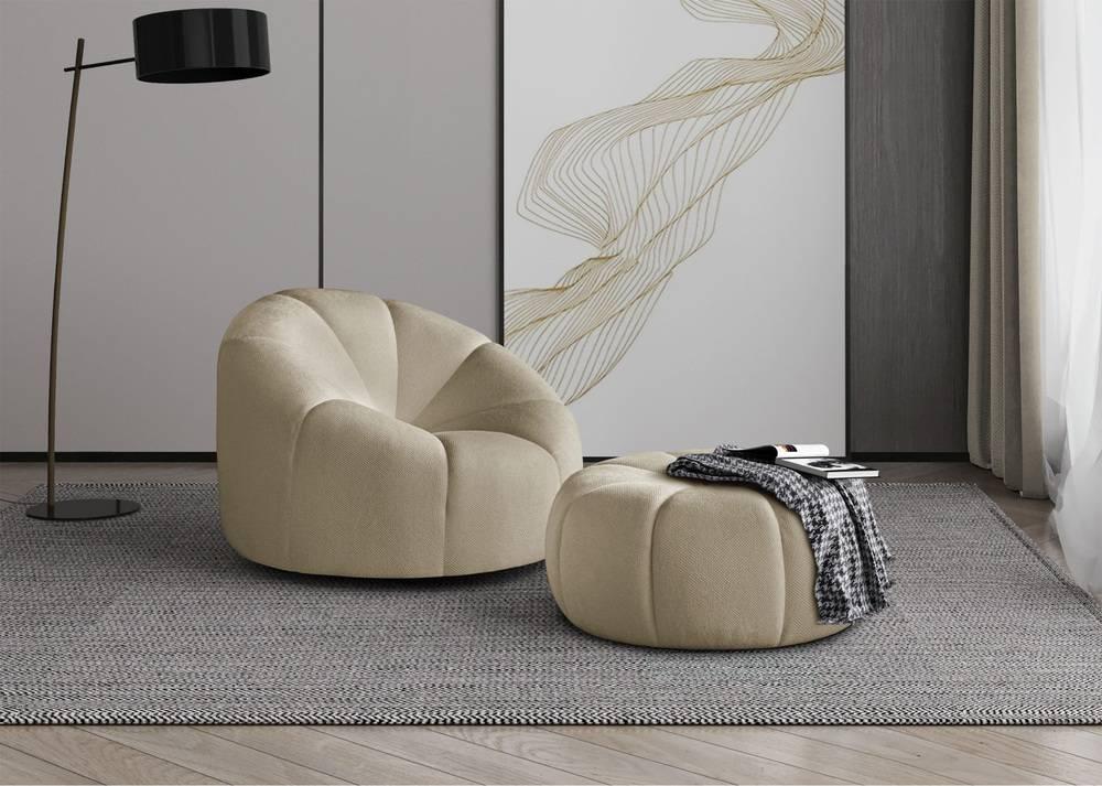 Fauteuil met poef Plush