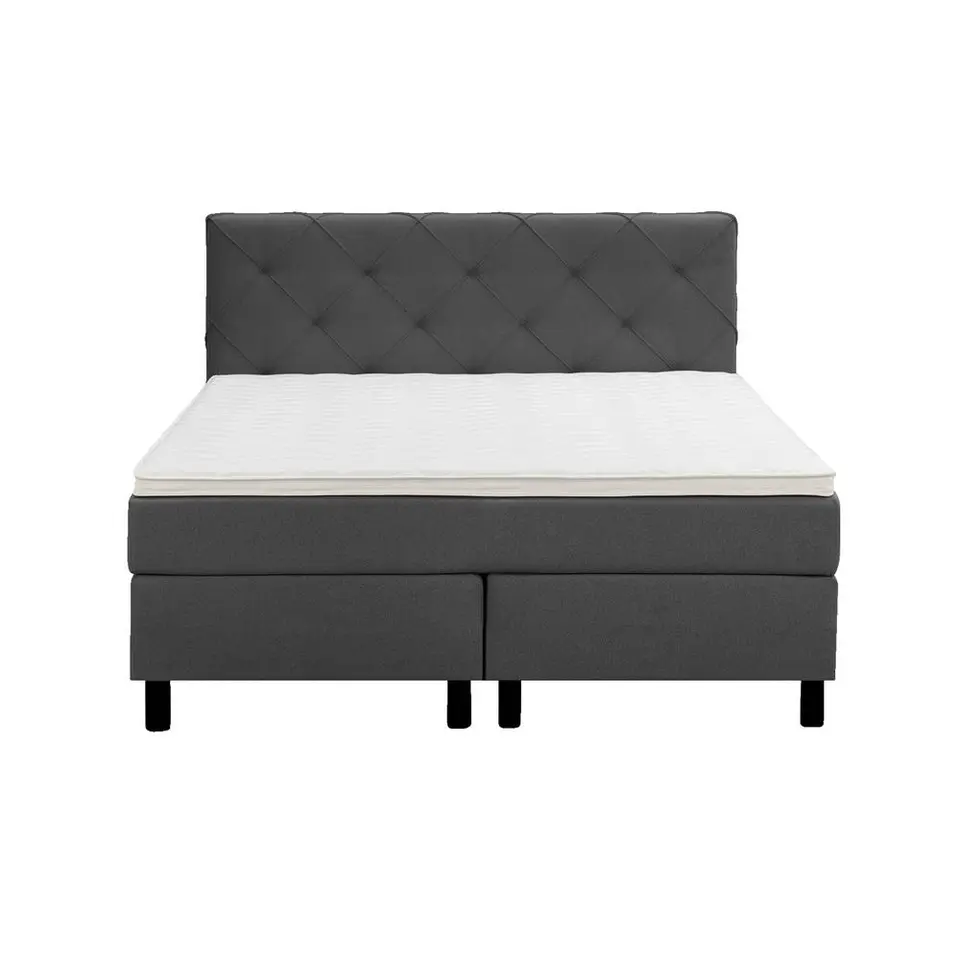 Boxspring Liv geruit - antraciet - 140x200 cm - ronde poot