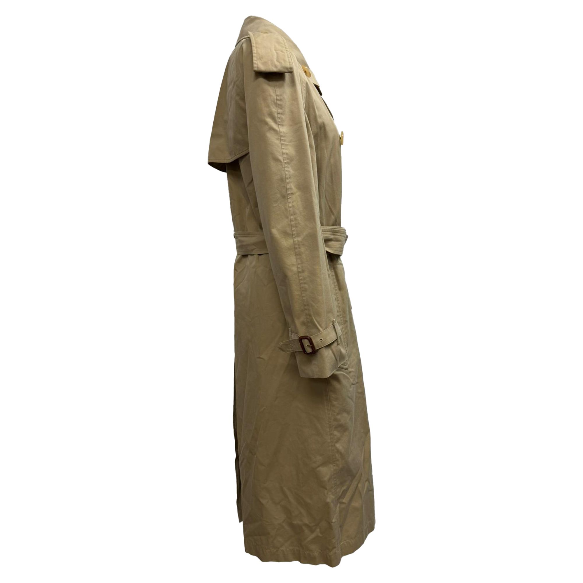 Burberry Preloved Double-Breasted Belted Trench Coat in Beige Cotton