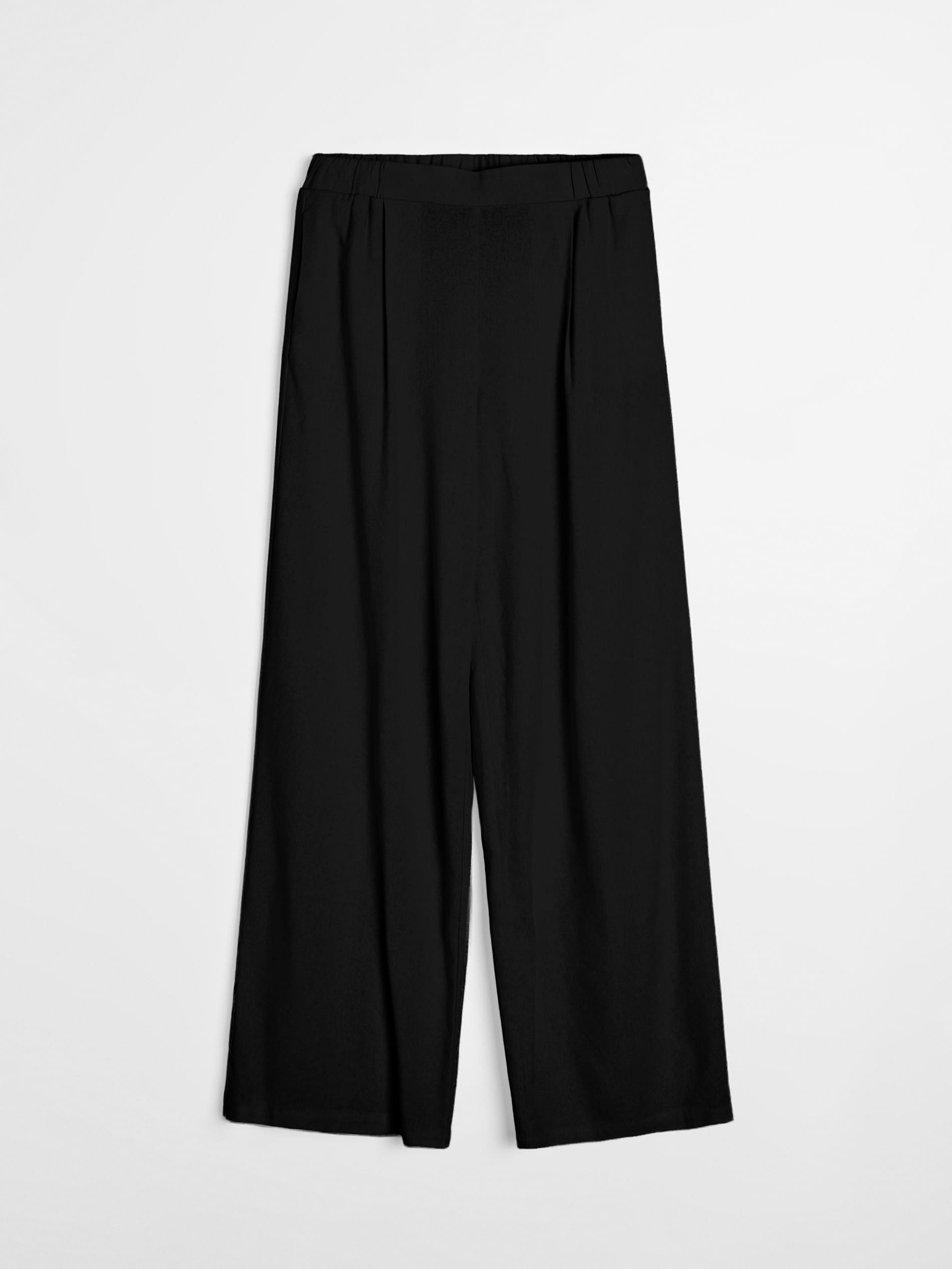 Spodnie wide leg z domieszką lnu