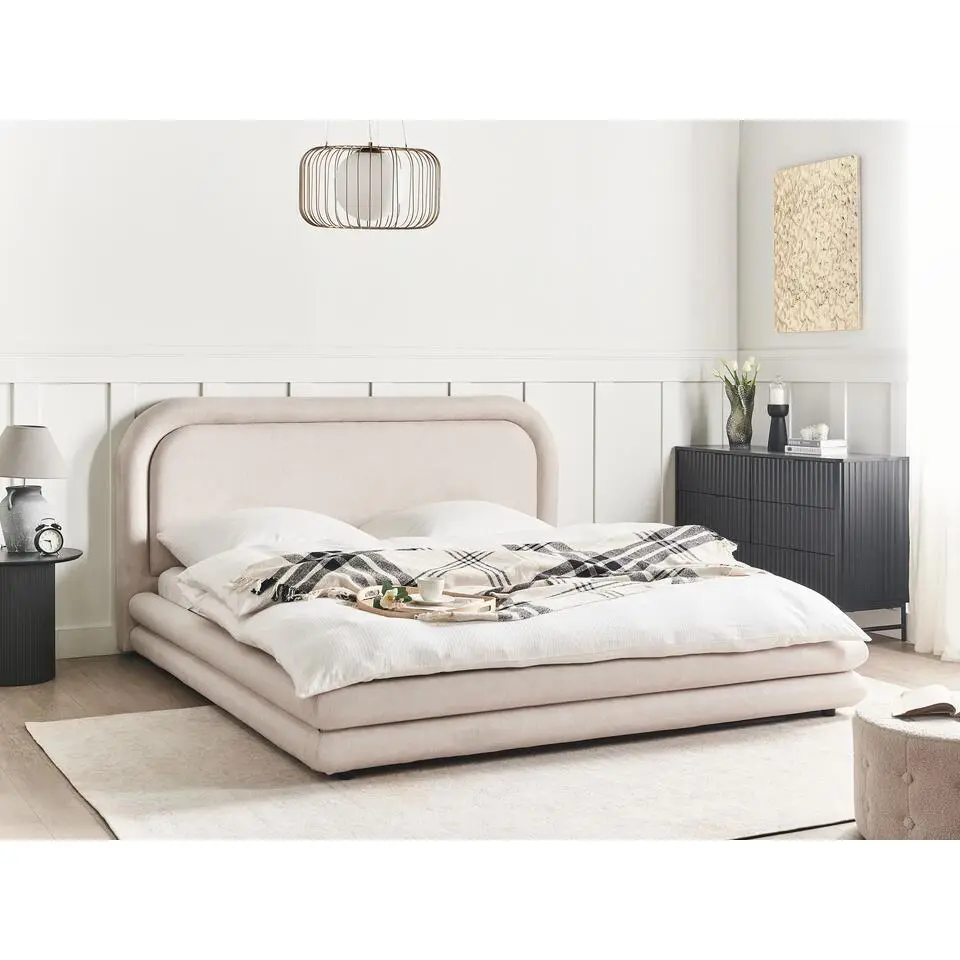 LAVARDENS - Bed - Lichtbeige - 180 x 200 cm - Kunstlinnen