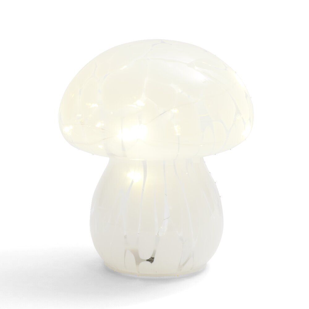 Décoration à poser champignon à LED en verre blanc Ø13xH15cm