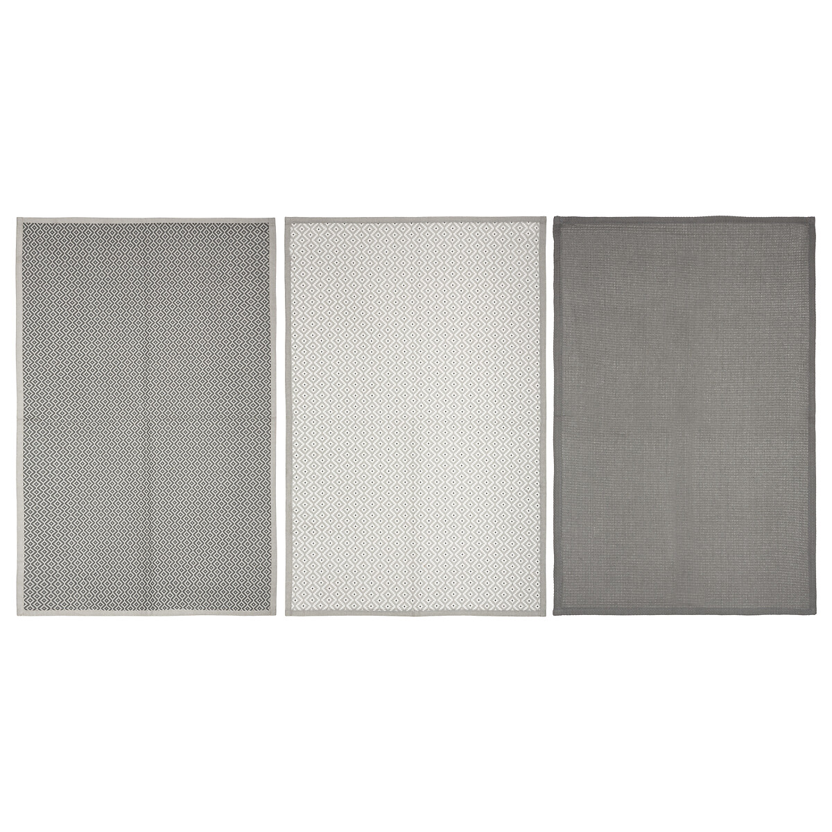 Set of 3 tea towels cotton Slate grey, 45x70 cm