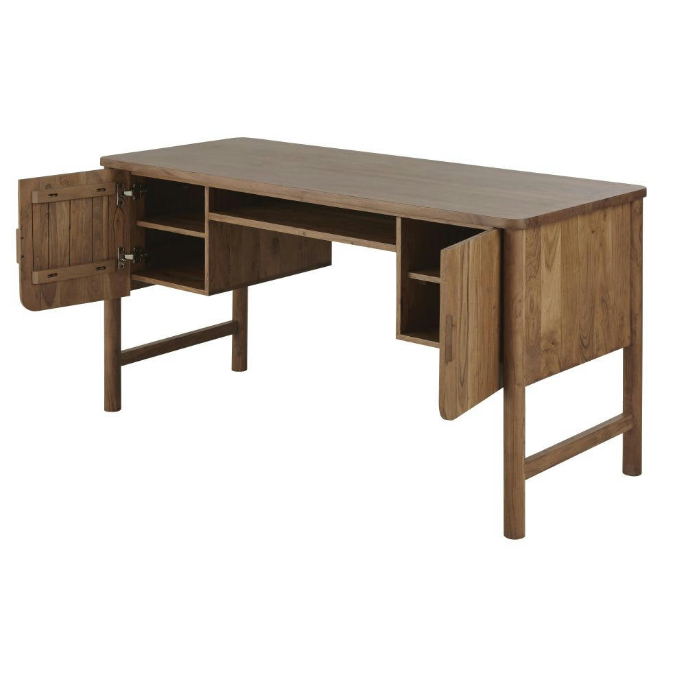 Sacramento - Bureau 2 portes en bois d'acacia teinté