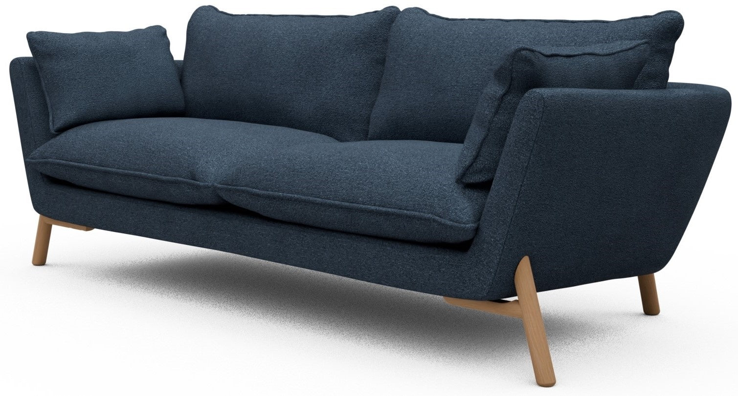 Kragelund Hasle 3-zits Bank Blauw Bouclé   Eiken