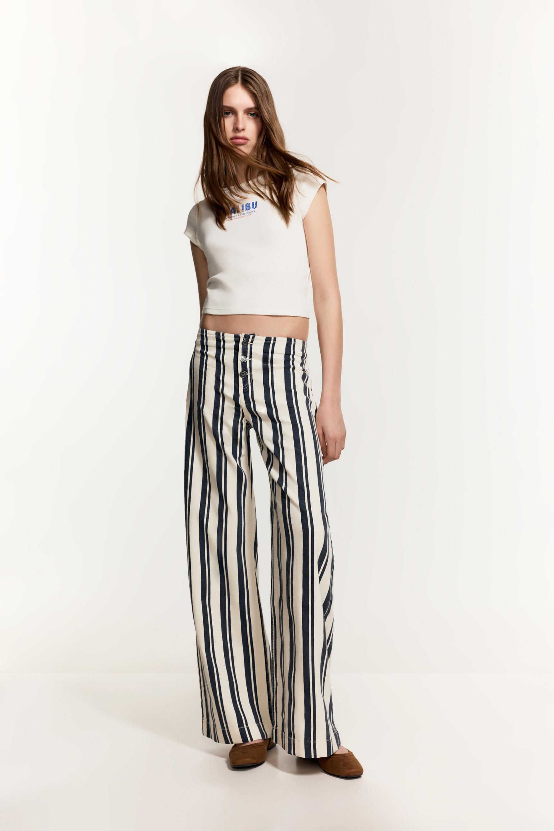 Jeans wide leg rayas