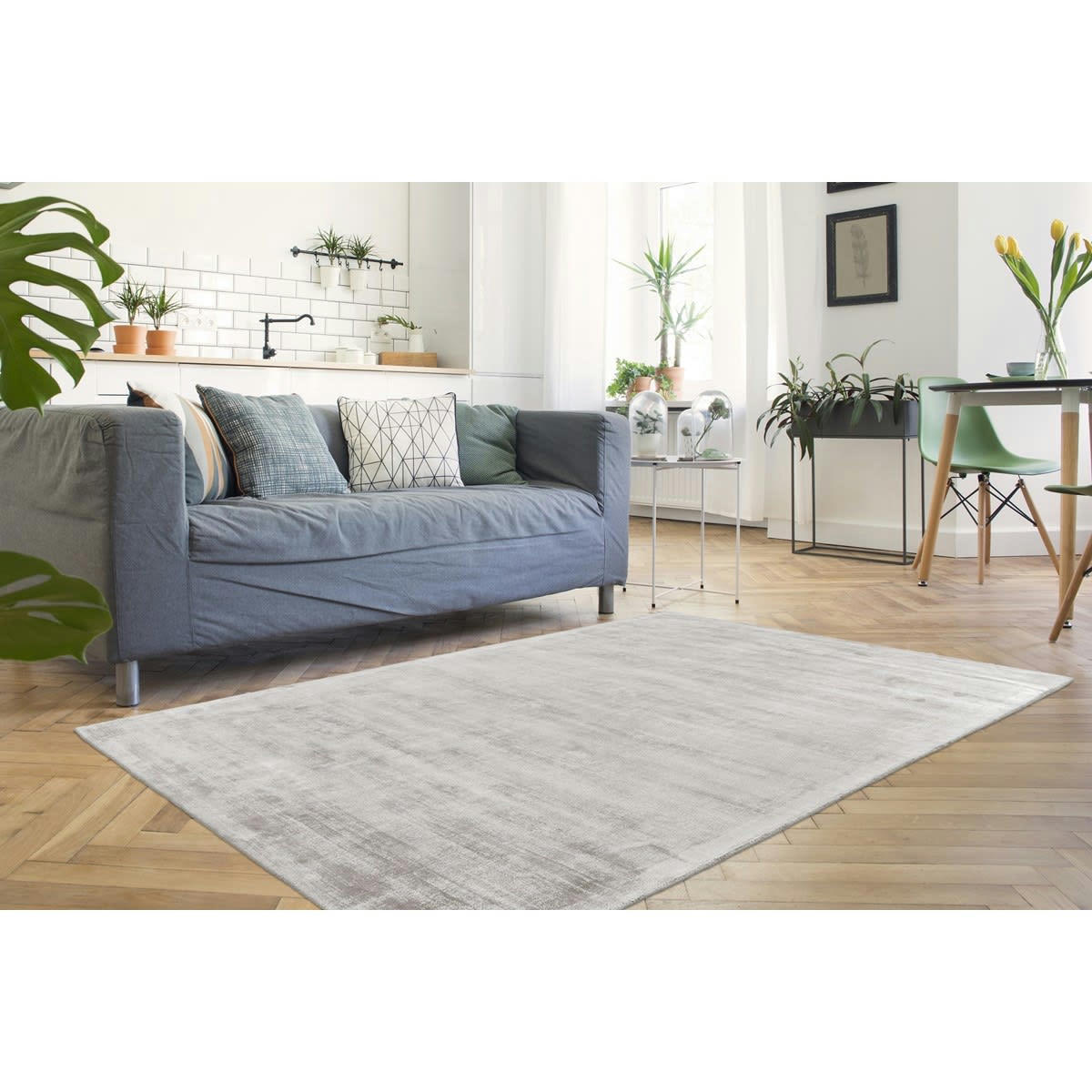 UPTOWN - Tapis moderne en Soie Argent 160x230 cm
