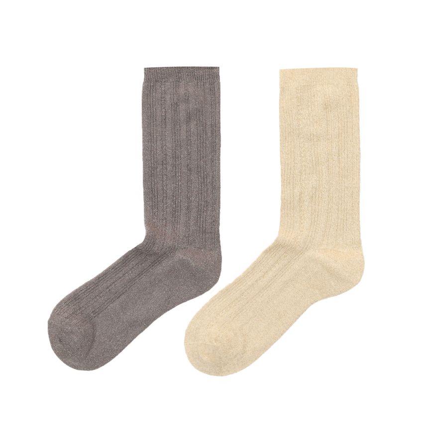 Manfield 2-pack zilveren & gouden glitter sokken
