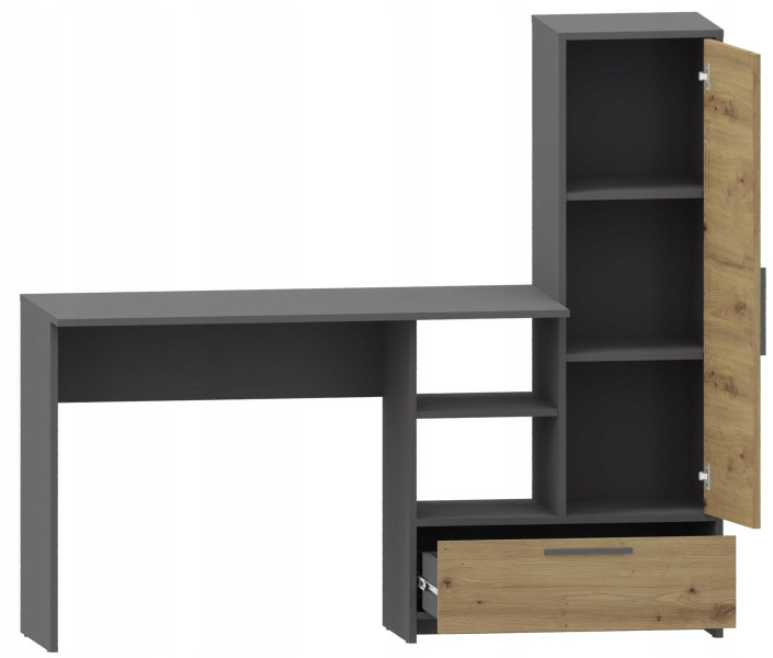 Biurko regał ALTIVO DESKREG 1D1SO artisan-antracyt duże z szufladą i półką