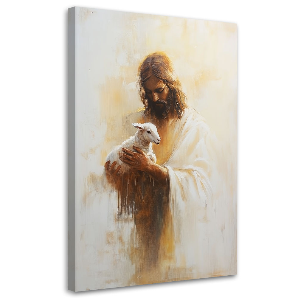 Feeby Obraz religijny, Jezus z Barankiem na rękach 40x60