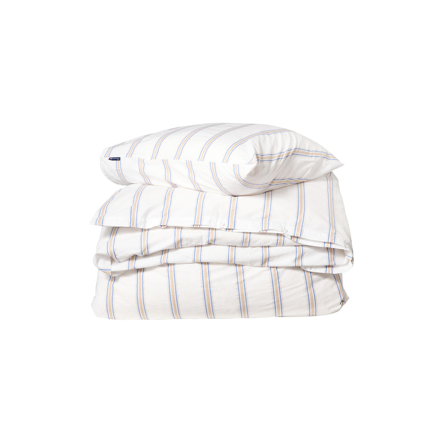 Dobby Striped Washed Cotton Percale Bed Set, white/blue/beige