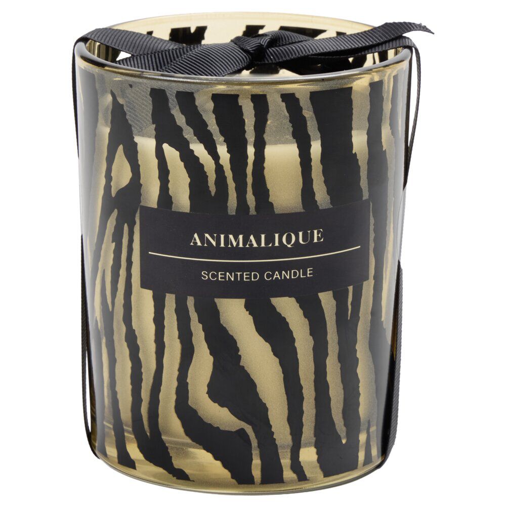Bougie pot en verre motif pelage animal Ø10xH12,5cm (2 modèles léopard ou tigre)