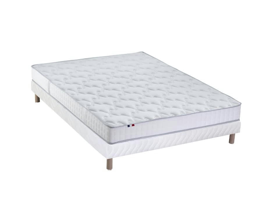 ENSEMBLE CIRRUS - Ensemble matelas mousse sommier blanc 140x190