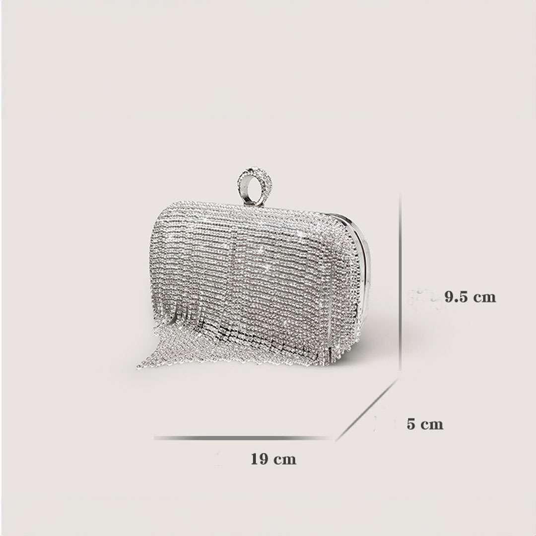 Kitise Crystal Rhinestones Evening Clutch Glitter Handbag with Chain