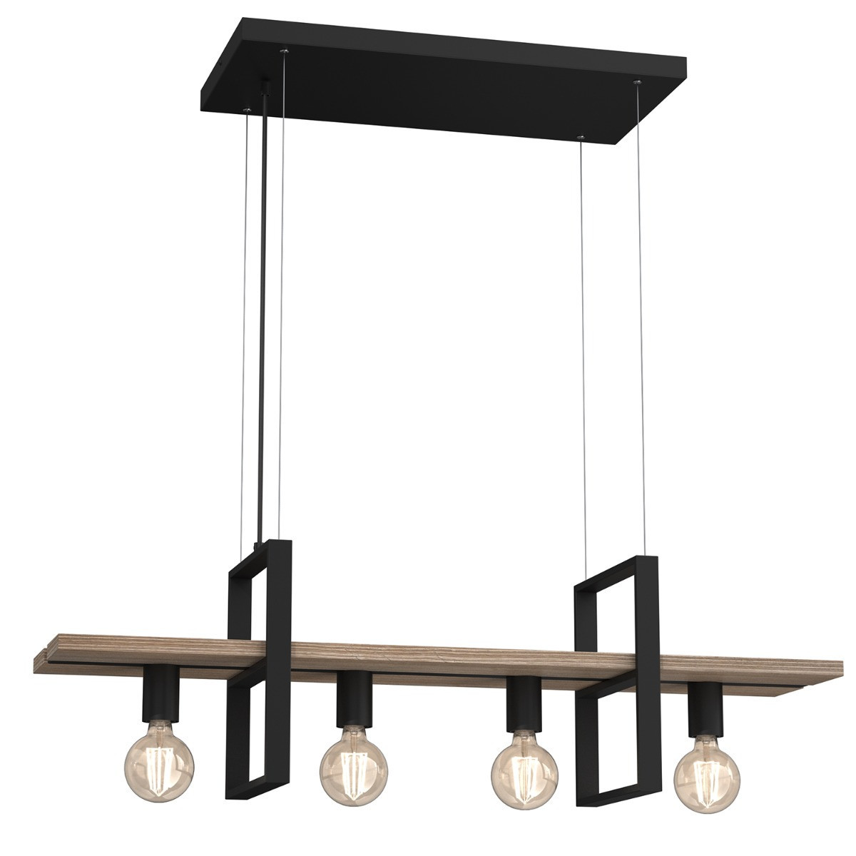 Lampa wisząca czarny matowa-jasne drewno Shelf 4xE27x15W Luminex