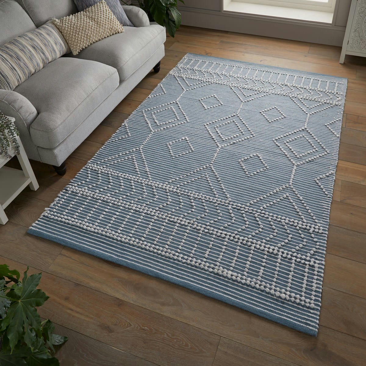 ROBY - Tapis de salon en Polyester recyclé Bleu ciel 160x230 cm