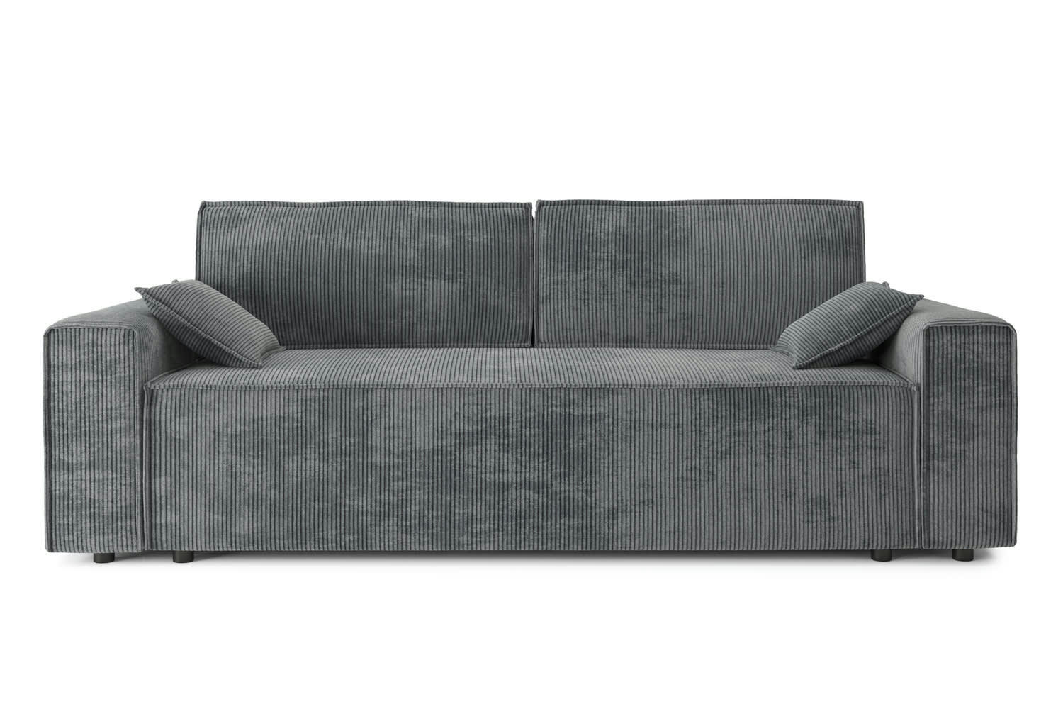 MARIUS - Canapé droit convertible en velours côtelé 3 places gris souris