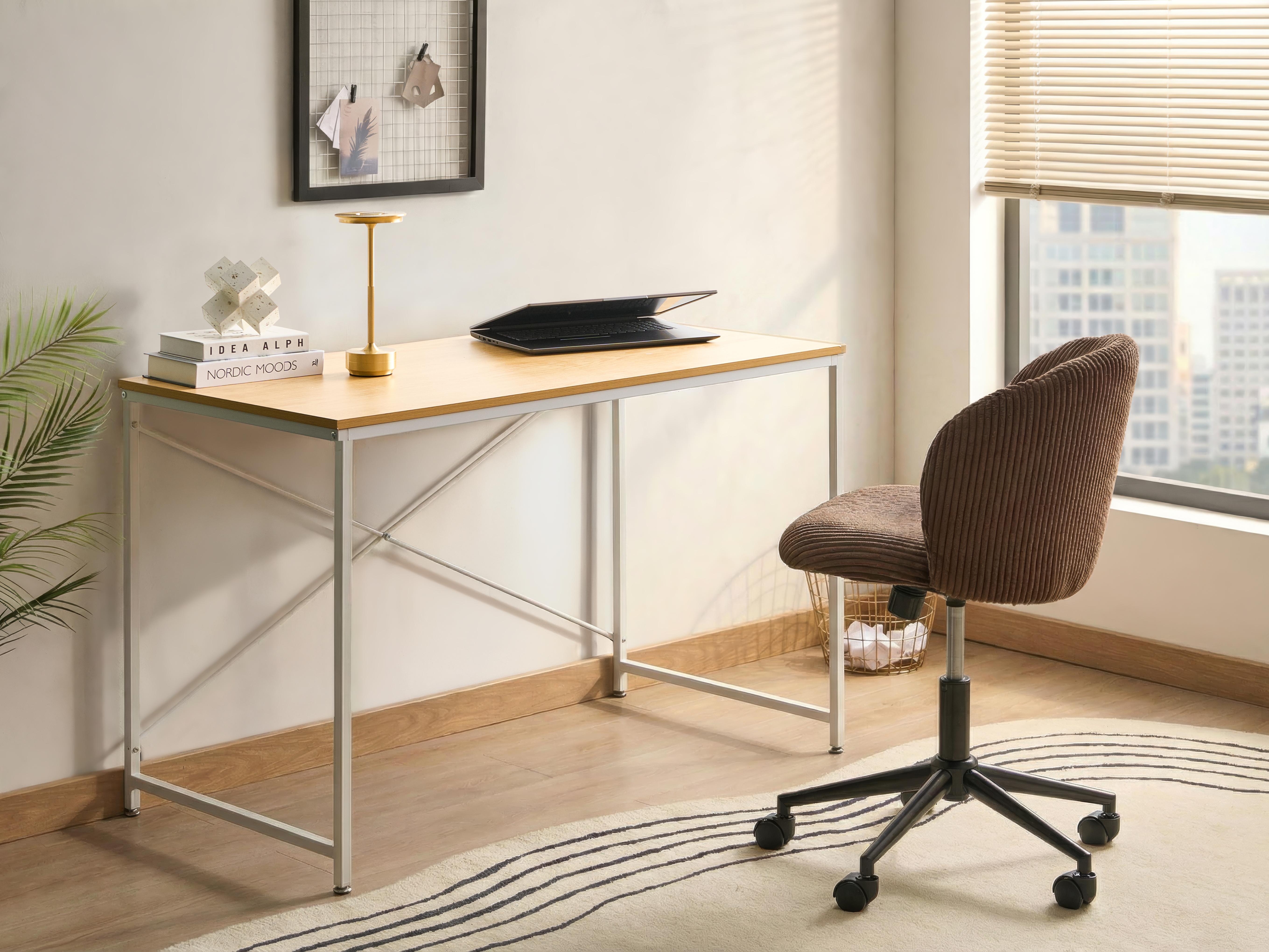 Home Office Desk ANDASTE Light Brown/ White 120 cm 60 cm