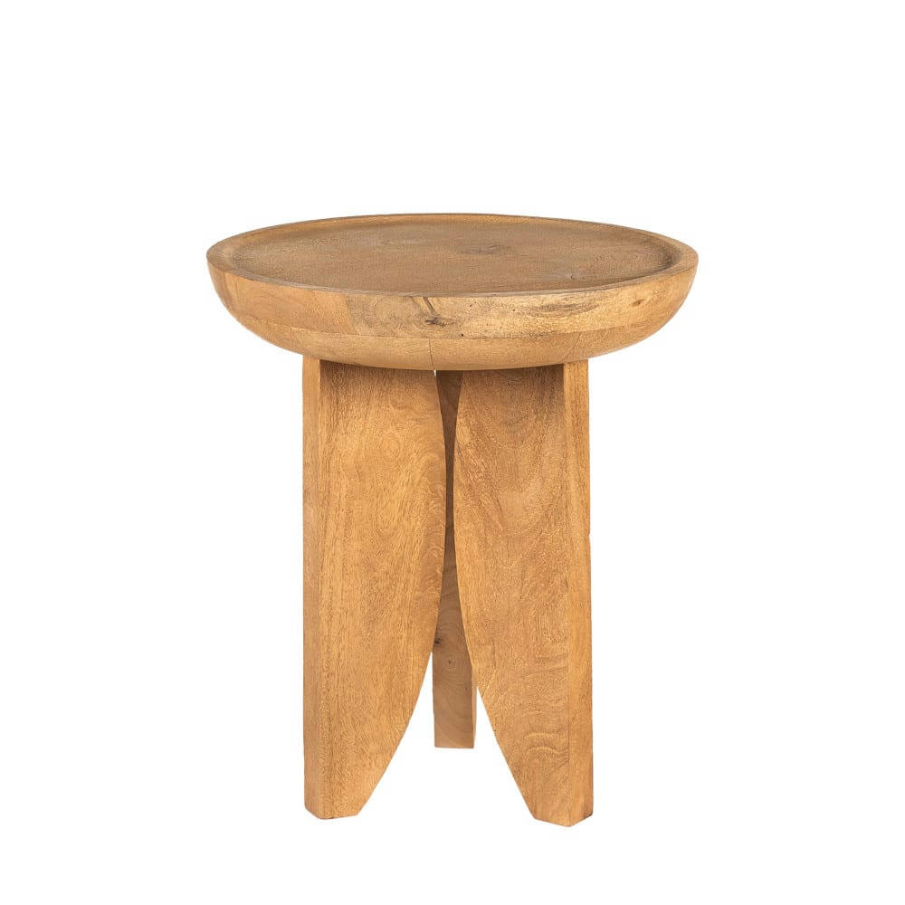 JEPARA - Table d'appoint ronde en bois massif D45cm bois clair