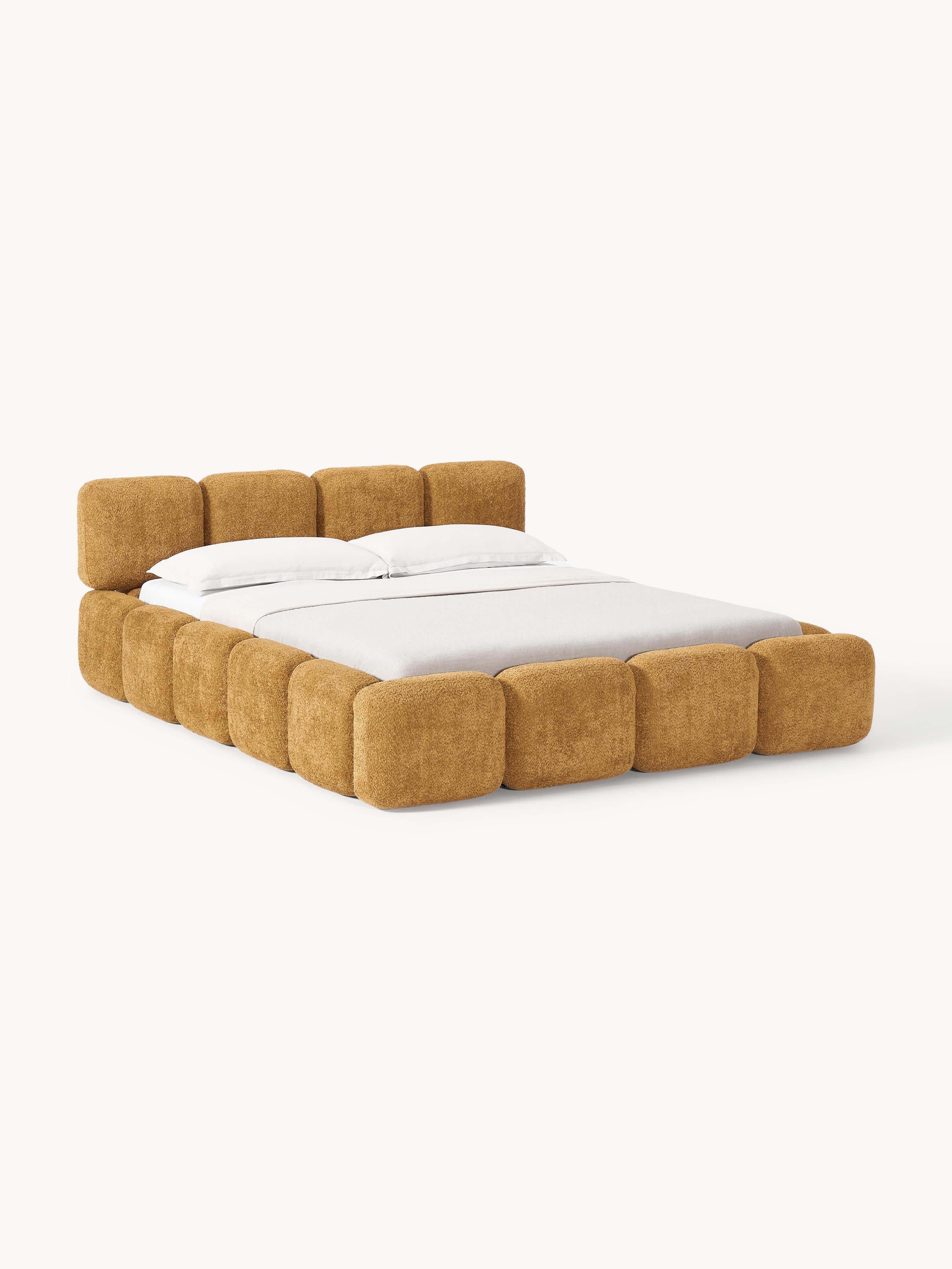 Polsterbett Tayla aus Teddy-Bouclé mit Stauraum