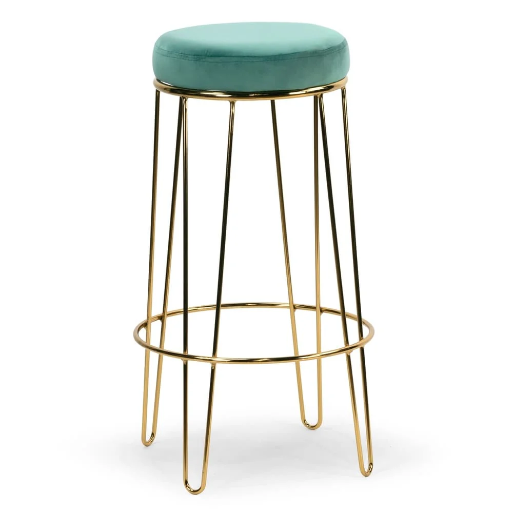 Carson Carrington Idhult Turquoise Velvet Bar Stool (Set of 2)